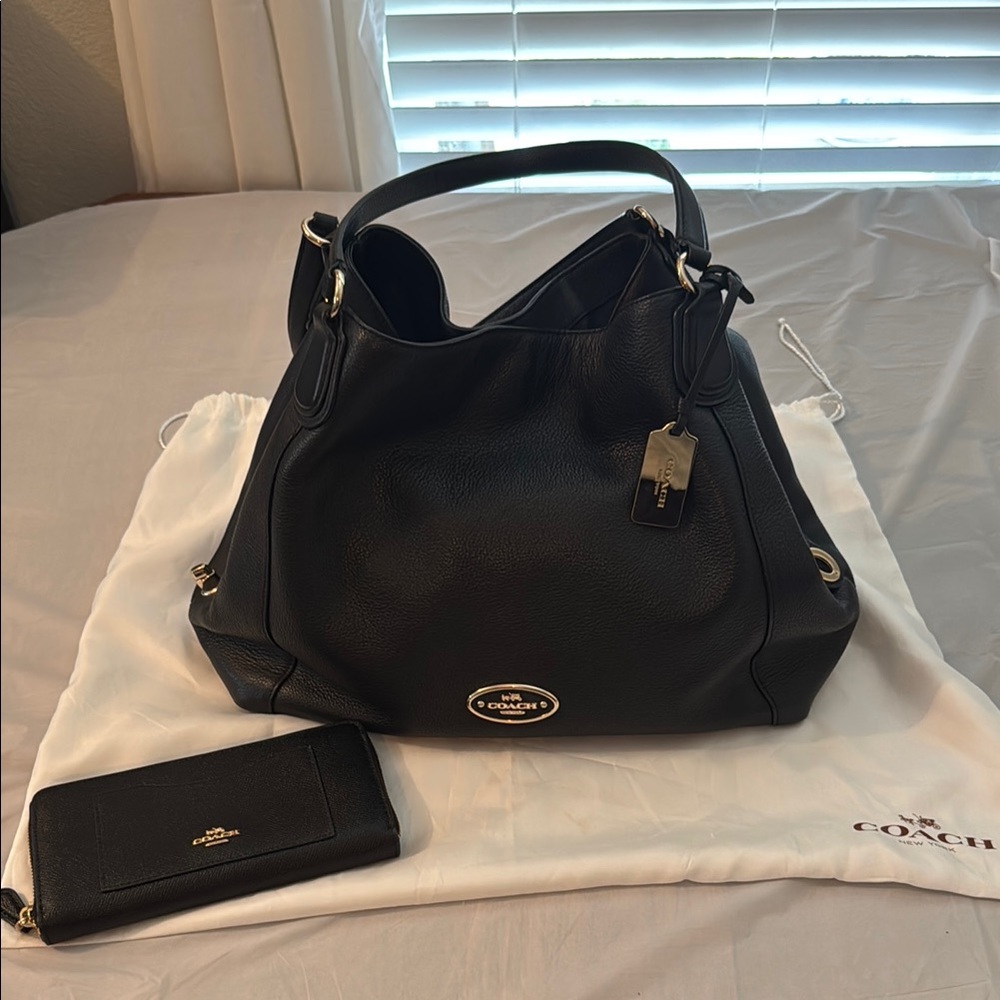 Coach Black Edie Bag with Wallet